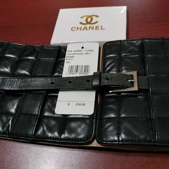 CHANEL Black Leather Belt - Limited Edition A LIMITED EDITION BLACK LAMBSKIN LEATHER BELT WITH GOLD  main image 2